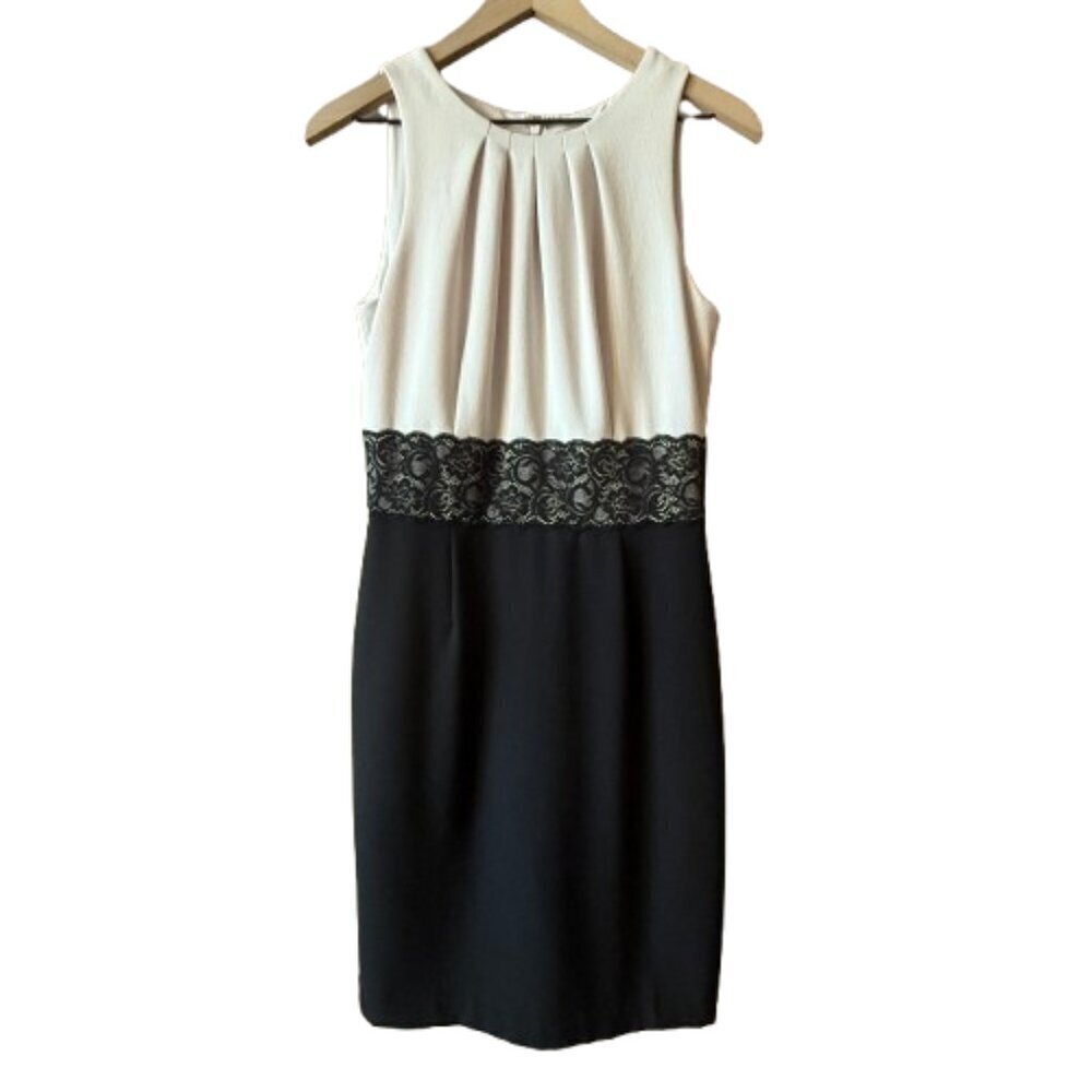 Women's 6 WHBM Cocktail Dress Pleated Bodice Lace Waistband